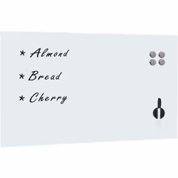 Colore: Bianco Materiale: Vetro temperato Dimensioni: 120 x 60 cm (L x A) Spessore della lavagna: 4 mm Facile da fissare a pa ...
