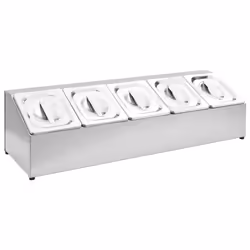 Supporto Gastronorm con 5 Contenitori GN 1/6 in Acciaio Inox cod mxl 81481 - Vista aggiuntiva 2