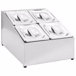 vidaXL Supporto Gastronorm con 4 Contenitori GN 1/6 in Acciaio Inox - Vista aggiuntiva 2