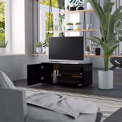 vidaXL Mobile Porta TV Nero 80x34x36 cm in Legno Multistrato - Vista aggiuntiva 3