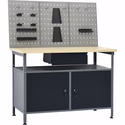 Questo prodotto combina 1 banco da lavoro e 3 pannelli a parete e rappresenta una soluzione comoda per riporre gli attrezzi n ...