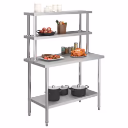 Tavolo Lavoro Cucina con Mensola 120x60x150 cm in Acciaio Inoxcod mxl 72375 - Vista aggiuntiva 2