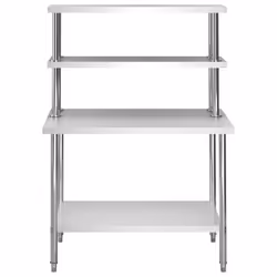 Tavolo Lavoro Cucina con Mensola 120x60x150 cm in Acciaio Inoxcod mxl 72375 - Vista aggiuntiva 3