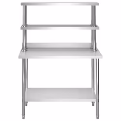 Tavolo Lavoro Cucina con Mensola 120x60x150 cm in Acciaio Inoxcod mxl 96388 - Vista aggiuntiva 3