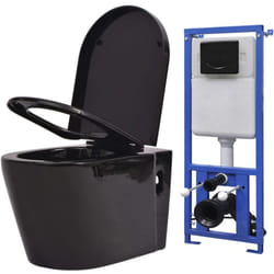 Vidaxl - wc a Muro con Sciacquone Nascosto in Ceramica Nera