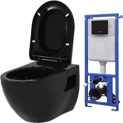 Vidaxl - wc a Muro con Sciacquone Nascosto in Ceramica Nera 72774