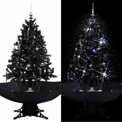 Albero di Natale, Albero effetto Realistico con Nevicata e Base ad Ombrello Nero 140cm pvc Vidaxl