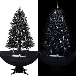 Albero di Natale, Albero effetto Realistico con Nevicata e Base ad Ombrello Nero 170cm pvc Vidaxl