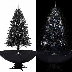 Vidaxl - Albero di Natale, Albero effetto Realistico con Nevicata e Base ad Ombrello Nero 190cm pvc