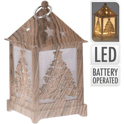 EDM - Lanterna a led scolpita in legno 6,5x6,5x12cm