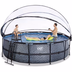 EXIT Stone pool ø488x122cm with dome and sand filter pump - grey Piscina con bordi Piscina rotonda 19330 L Grigio - Vista aggiuntiva 6