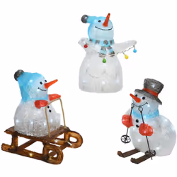 Pupazzo di neve LED 32,5 cm luce fredda Questo adorabile pupazzo di neve LED misura 32,5 cm ed è dotato di luci a luce fredda ...