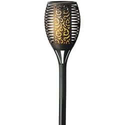 Lampada Solare Torcia Nera Con Fiamma D.12x62,5 Cm Bianco Caldo Accessori Giardino Esterno