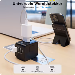 Voomy Travel Y20 adattatore per presa di corrente Universale Nero