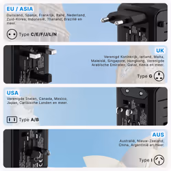 Voomy Travel Y20 adattatore per presa di corrente Universale Nero