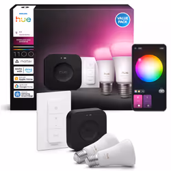 Philips Hue White and Color ambiance Starter kit: 2 lampadine intelligenti E27 + Dimmer +Hue Bridge Pro - Vista aggiuntiva 4
