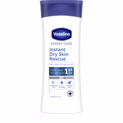 Il latte corpo Vaseline Instant Dry Skin Rescue garantisce l’idratazione della pelle e le dona una morbidezza vellutata.