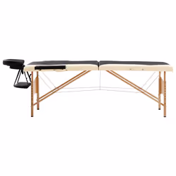 Lettino Massaggio Pieghevole a 2 Sezioni Legno Nero e Beigecod mxl 95050 - Vista aggiuntiva 2
