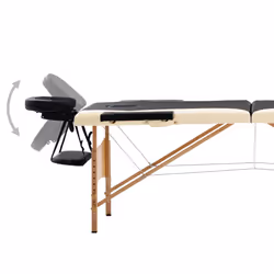 Lettino Massaggio Pieghevole a 2 Sezioni Legno Nero e Beigecod mxl 95050 - Vista aggiuntiva 3
