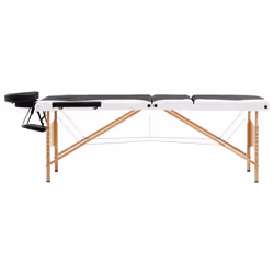 Lettino Massaggio Pieghevole a 3 Sezioni Legno Nero e Biancocod mxl 78995 - Vista aggiuntiva 2