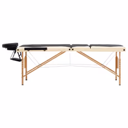 Lettino Massaggio Pieghevole a 3 Sezioni Legno Nero e Beigecod mxl 95051 - Vista aggiuntiva 2