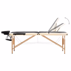 Lettino Massaggio Pieghevole a 3 Sezioni Legno Nero e Beigecod mxl 95051 - Vista aggiuntiva 3