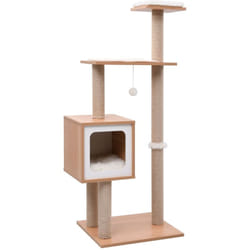 Albero per Gatti con Tappeto Tiragraffi in Sisal 123 cm con cuscini vari colori colore : marrone e bianco