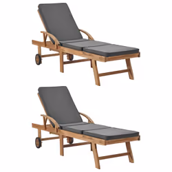 VidaXL 3054634, Salone, Seduta imbottita, Teak, Grigio, 1950 mm, 595 mm