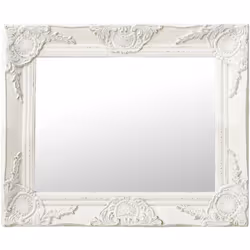Questo specchio da parete dal design accattivante con una cornice decorata creerà un'atmosfera classica nel vostro camerino.  ...