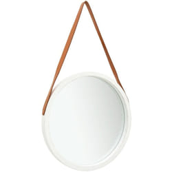 Specchio da Parete con Cinghia specchio da Bagno Retrò 50 cm vari colori colore : bianco e marrone