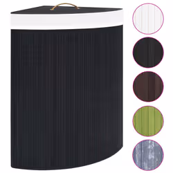 VidaXL 320762 porta biancheria Bamboo, Intrecciato Nero - Vista aggiuntiva 2