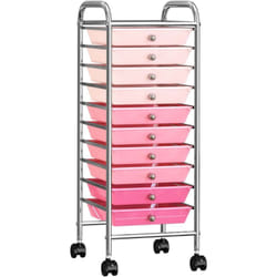 Vidaxl - Carrello Portaoggetti con 10 Cassetti Rosa Sfumato in Plastica 27719