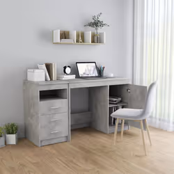 vidaXL Scrivania Grigio Cemento 140x50x76 cm in Truciolato - Vista aggiuntiva 3