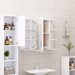 vidaXL Armadio da Bagno Bianco 80x20,5x64 cm in Legno Multistrato - Vista aggiuntiva 3