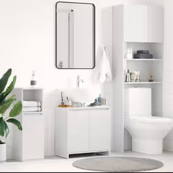 Questo mobile da bagno, dotato di ampio spazio di stoccaggio, è un'ottima aggiunta al vostro bagno, aggiungendo un aspetto or ...