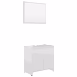 vidaXL Set Mobili da Bagno Bianco Lucido in Legno Multistrato - Vista aggiuntiva 2