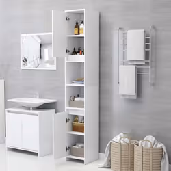 vidaXL Mobile da Bagno Bianco 30x30x183,5 cm in Legno Multistrato - Vista aggiuntiva 3