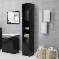 Vidaxl - Armadio da Bagno, Mobile da Bagno Nero 30x30x183,5 cm in Legno Multistrato 9160