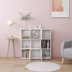 vidaXL Libreria Bianca 90x30x90 cm in Legno Multistrato - Vista aggiuntiva 3