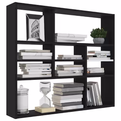 vidaXL Scaffale a Parete Nero 90x16x78 cm in Legno Multistrato - Vista aggiuntiva 3
