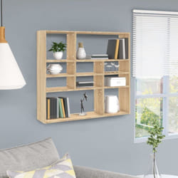 Scaffale Mensola a Parete in Legno con 10 scomparti aperti Mensola Elegante vari colori colore : Rovere sonoma