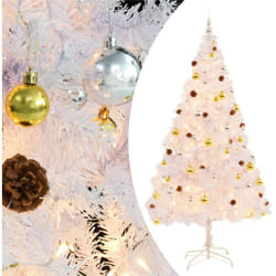 Vidaxl - Albero di Natale Artificiale con Palline e led, Albero effetto Realistico 210 cm Bianco