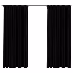 vidaXL Tende Oscuranti con Ganci Effetto Lino 2 pz Nere 140x175 cm - Vista aggiuntiva 2