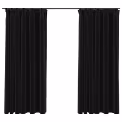 Tende Oscuranti con Ganci Effetto Lino 2 pz Antracite 140x175cmcod mxl 128553 - Vista aggiuntiva 2