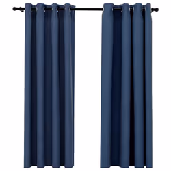 Tende Oscuranti Effetto Lino con Occhielli 2 pz Blu 140x175 cmcod mxl 82404 - Vista aggiuntiva 2