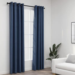 Tende Oscuranti Effetto Lino con Occhielli 2 pz Blu 140x225 cm Vidaxl 26063