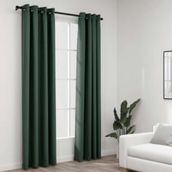 Tende Oscuranti Effetto Lino con Occhielli 2 pz 140 x 225 cm vari colori colore : verde