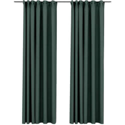 Tende Oscuranti con Ganci Effetto Lino 2 pz Verdi 140x225 cm Vidaxl