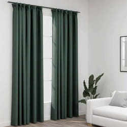 Tende Oscuranti con Ganci Effetto Lino 2 pz Verdi 140x245 cm vidaXL 34660