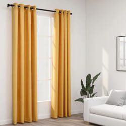 Tende Oscuranti Effetto Lino con Occhielli 2pz Gialle 140x225cm Vidaxl 92286
